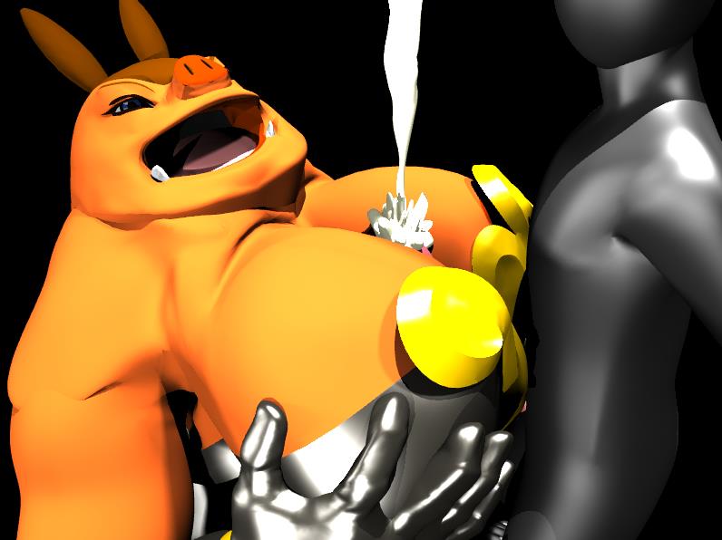 1boy 1girls 3d breasts chubby cum duo furry huge_breasts human humanoid interspecies larger_female nintendo paizuri penis pignite pokémon_(species) pokemon pokemon_bw ponnyattu size_difference video_games