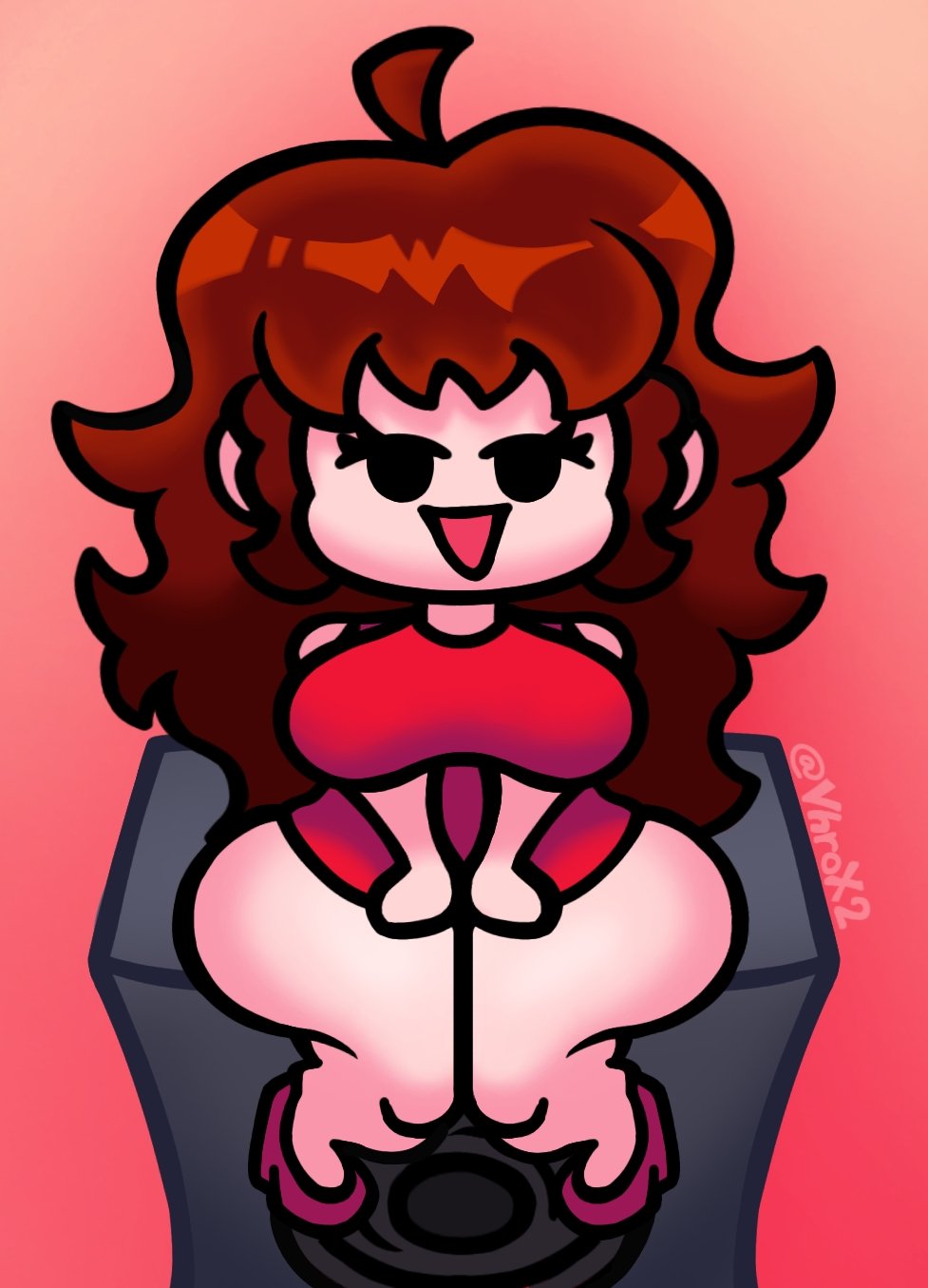 1girls 2d 2d_(artwork) 2d_artwork artist_name ass auburn_hair big_ass big_breasts black_eyes breasts curvaceous curvy curvy_female curvy_figure cute cute_face cute_girl dress female fnf friday_night_funkin girlfriend_(friday_night_funkin) heels light-skinned_female light_skin looking_at_viewer red_dress red_heels simple_background simple_face sitting small_dress thick thick_legs thick_thighs thighs tight_clothing twitter_username vhrox2 voluptuous voluptuous_female