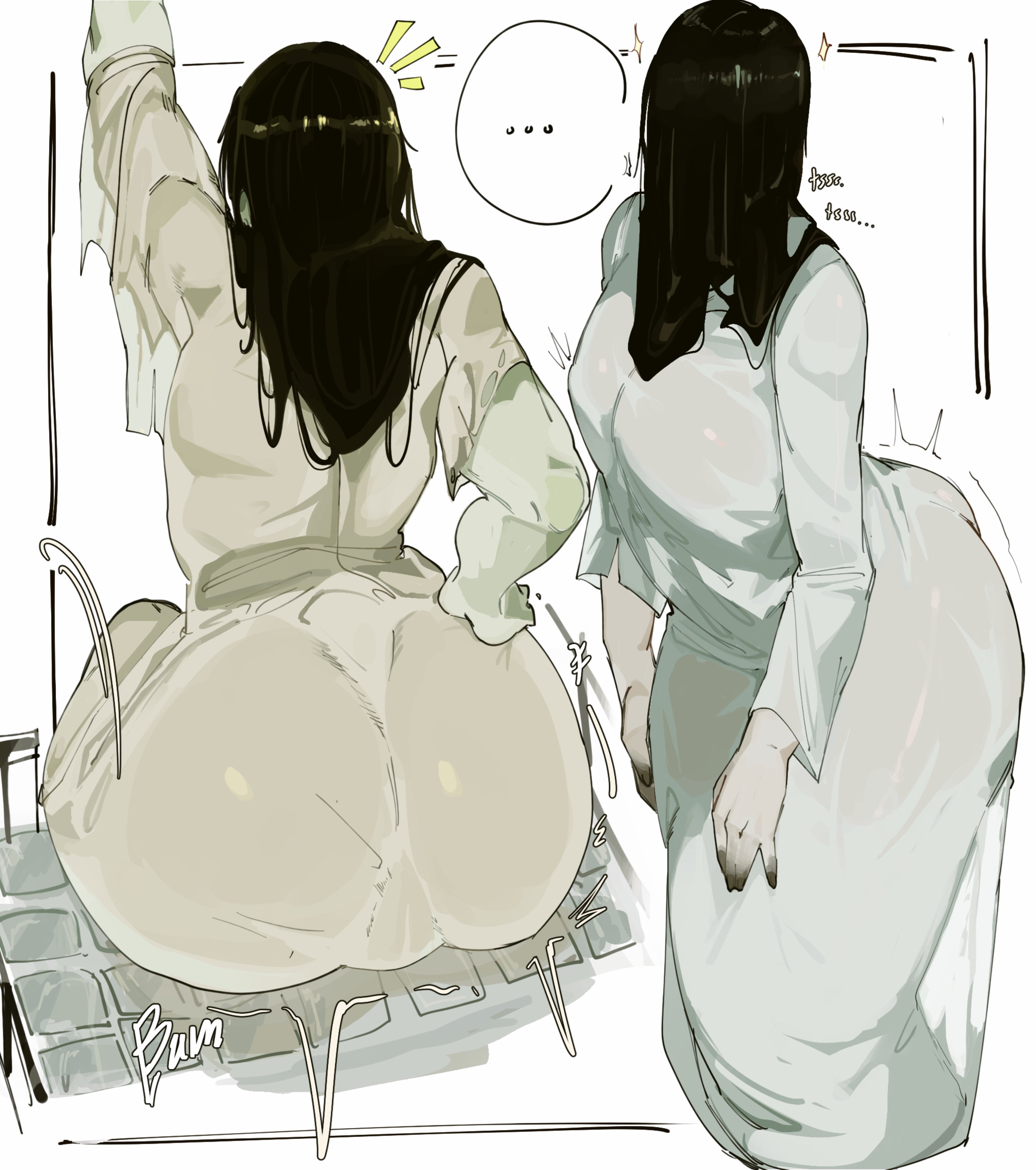 1girls, ass, big ass, big butt, black hair, breasts, female, ghost, huge ass, huge breasts, large ass, ryota ravioli, tagme, yamamura sadako
