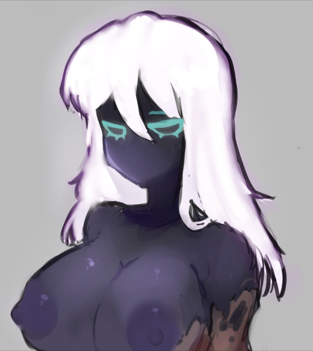 1girls, areolae, artist request, big ass, big breasts, black body, black nipples, breasts, deepwoken, female, ganymede (deepwoken), nipples, ripped clothing, roblox, roblox game, robloxian, tagme, thick thighs, white hair