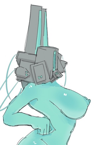 1girls, breasts, female, galeforcekid, hands on hips, mindflayer (ultrakill), nipples, nude, nude female, robot, robot girl, robot humanoid, side view, sideboob, solo, tagme, teal skin, ultrakill