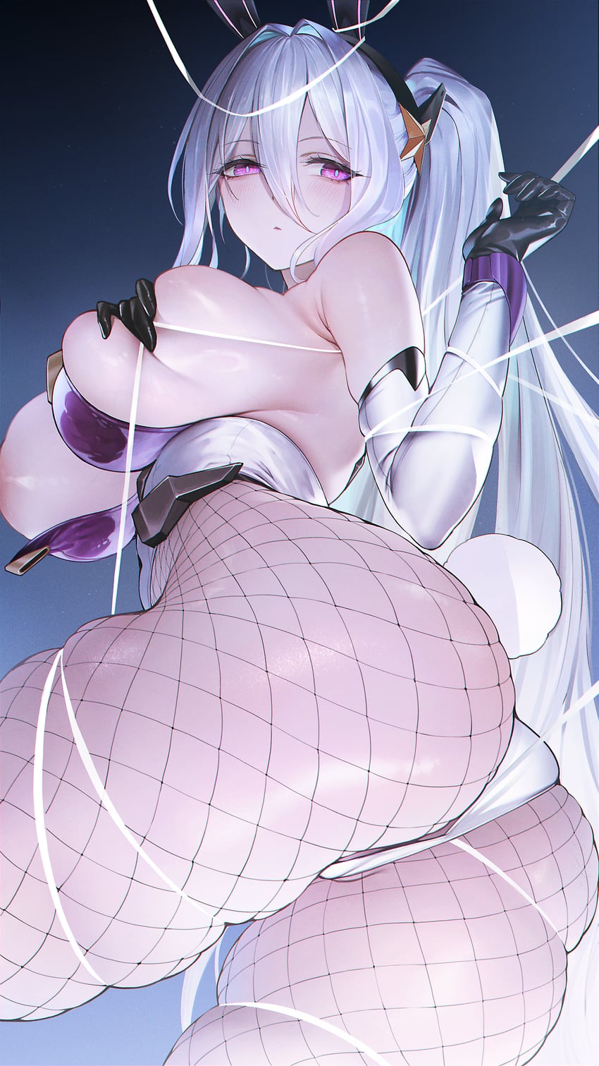ass, azur lane, female, fishnets, kearsarge (azur lane), persimmonszzz, solo