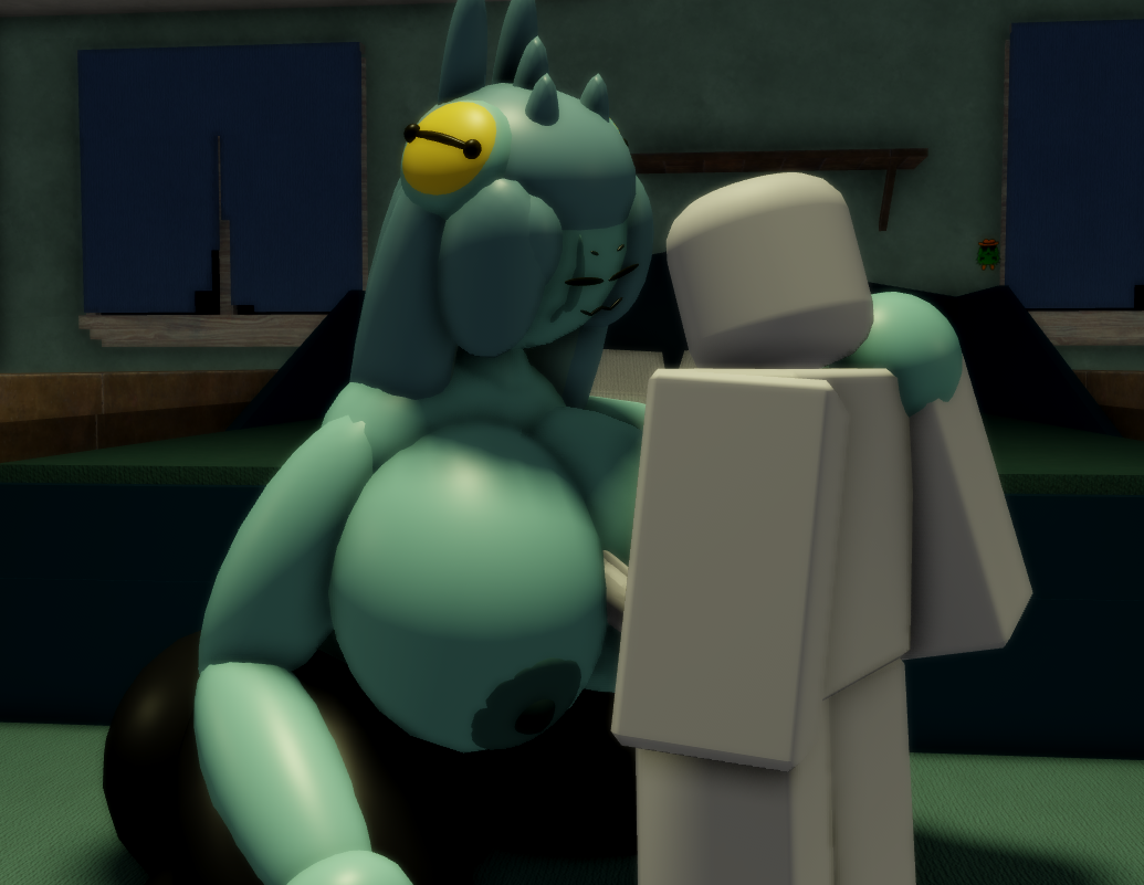 1boy, 1girls, 3d, ass, bedroom sex, between breasts, boobjob, breasts, dummy (roblox), female, futanari, goofylookin, hand on shoulder, intersex, large ass, large breasts, larger female, looking at partner, lucia (goofy lookin), male, nipples, on knees, paizuri, penis, penis between breasts, roblox, robloxian, scar across eye, scar on face, self upload, size difference, small eyebrows, teal body, teal skin, topless futa, w mouth