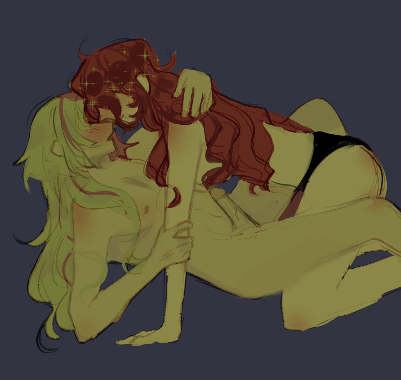 1boy 1girls assertive_female blue_background blush breasts bungo_stray_dogs couple erection face-to-face facing_another facing_each_other female hair_down imminent_anal imminent_sex long_hair male male/female multicolored_hair nipples non-canon_couple nude nude_female nude_male okura_teruko_(bungou_stray_dogs) penis purple_hair red_hair romantic s1llyg1rllll sigma_(bungo_stray_dogs) simple_background smile soft_domination sparkles sparkling_hair straight strap-on two-tone_hair uncensored wavy_hair white_hair
