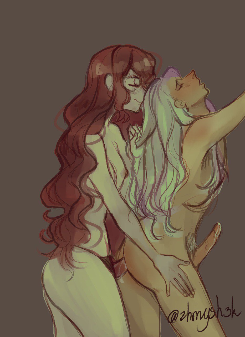 1boy 1girls anal assertive_female blush breasts brown_background bungo_stray_dogs closed_eyes female female_penetrating female_penetrating_male hair_down long_hair male male/female male_penetrated male_pubic_hair multicolored_hair nipples nude nude_female nude_male okura_teruko_(bungou_stray_dogs) penis pubic_hair purple_hair red_hair s1llyg1rllll sigma_(bungo_stray_dogs) signature simple_background smile soft_domination straight strap-on strap-on_in_ass strap-on_sex two-tone_hair wavy_hair white_hair