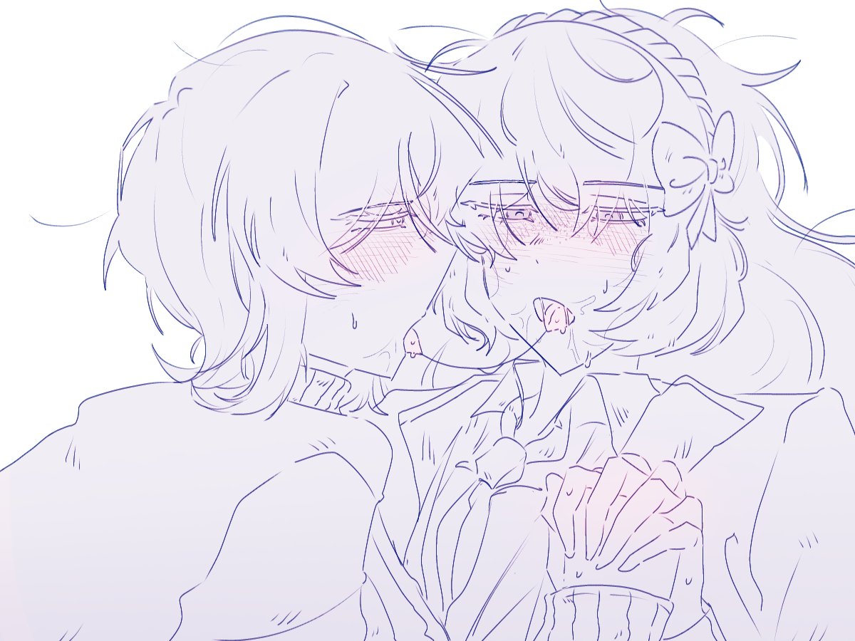 2girls, faust (limbus company), female only, girls kissing, ishmael (limbus company), lesbian, limbus company, project moon, rotten fruit (artist)