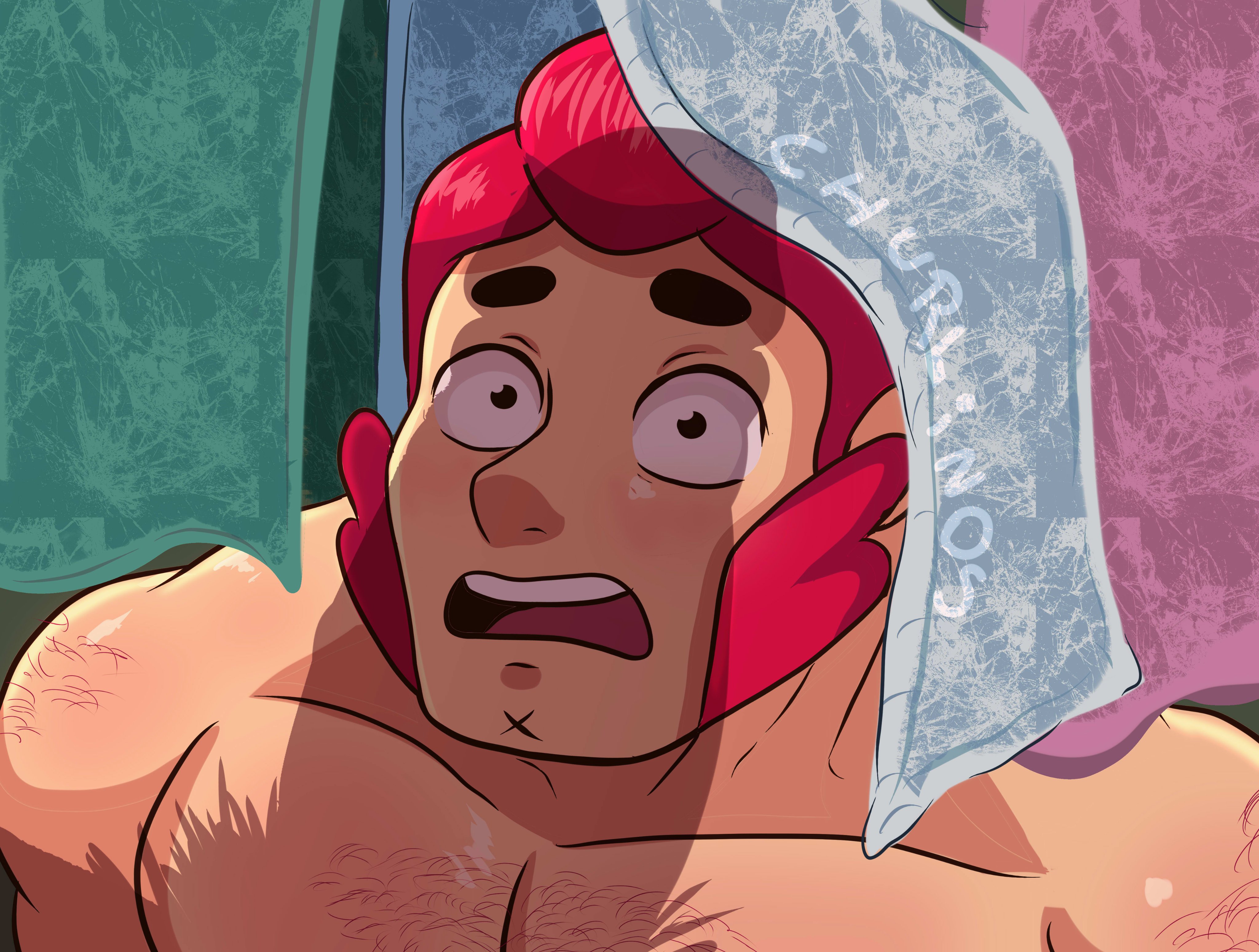 bara, brawl stars, colt (brawl stars), erect penis, erection, gay, hair, incest, nude, sam (brawl stars), seductive, sex, suciochur