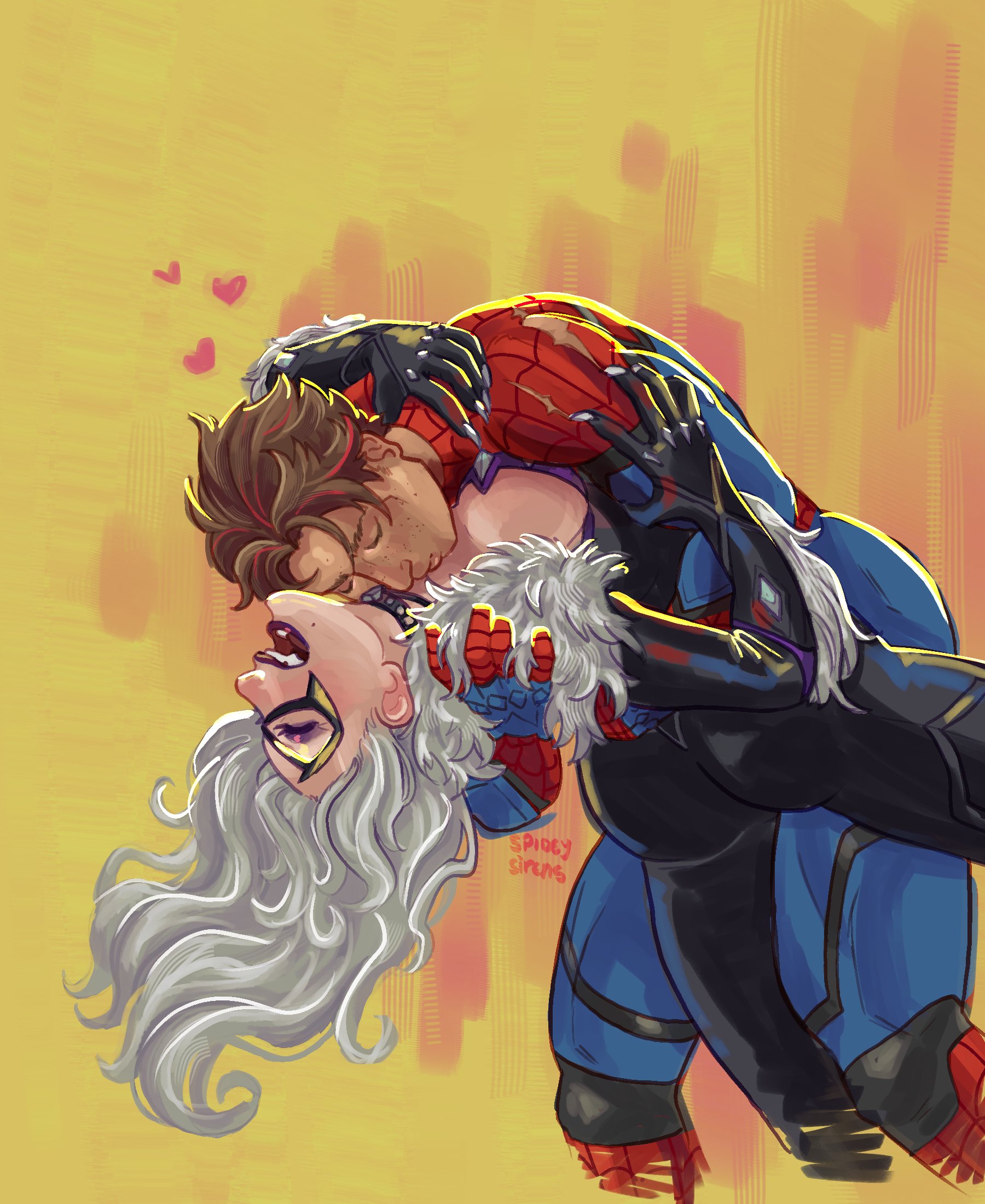 1boy, 1girls, 2026, 2d, ass, big ass, big breasts, big butt, black cat (marvel rivals), black cat (marvel), bodysuit, breasts, brown hair, butt, choker, collar, color, colored, couple, couple (romantic), couple love, couple sex, couples, curvaceous, curvaceous body, curvaceous female, curvaceous figure, curvaceous hips, curvy, curvy body, curvy female, curvy figure, curvy hips, digital media, duo, felicia hardy, female, hips, hug, huge ass, huge breasts, huge butt, hugging, hugging partner, kiss, kissing, kissing neck, kissing partner, large ass, large breasts, large butt, light skin, light-skinned female, long hair, love, lovers, male, male and female focus, marvel, marvel comics, marvel rivals, massive ass, massive breasts, massive butt, netease games, peter parker, pinup, purple lipstick, romantic, romantic couple, romantic sex, seductive, seductive look, short hair, skin tight, spider-man, spider-man (marvel rivals), spider-man (series), spideysirens, straight, superhero, superhero couple, superheroine, thick, thick ass, thick breasts, thick butt, thick hips, thick thighs, tight clothes, tight clothing, unmasked, voluptuous, voluptuous female, white fur, white hair, wide hips, yellow background