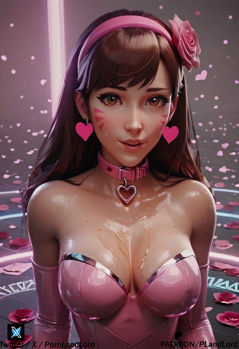 1girls 1woman ai_generated brown_eyes brown_hair brown_hair_female collar d.va female female_focus female_human hana_song headband headwear heart-shaped_earrings human_only korean_female latex looking_at_viewer looking_lovely looking_sexy lovely lovely_look oiled oily oily_skin overwatch overwatch_2 pornlandlord rose_petals shiny_skin young_female young_woman