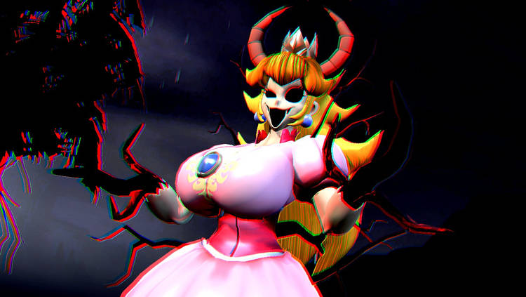 1girls 3d 3d_model big_breasts blonde_hair breasts cleavage clothed clothed_female clothing coronation_day_(creepypasta) creepy_smile creepypasta crown demon demon_horns dress earrings empty_eyes entity female female_focus female_only hips horns horror jewelry long_blonde_hair long_hair mario_(series) nightmare_fuel nightmare_waifu no_arms no_eyes open_mouth peach.exe possessed princess princess_peach princess_peach_(coronation_day) ripped_arms royalty smile smiling solo solo_female solo_focus super_mario_world