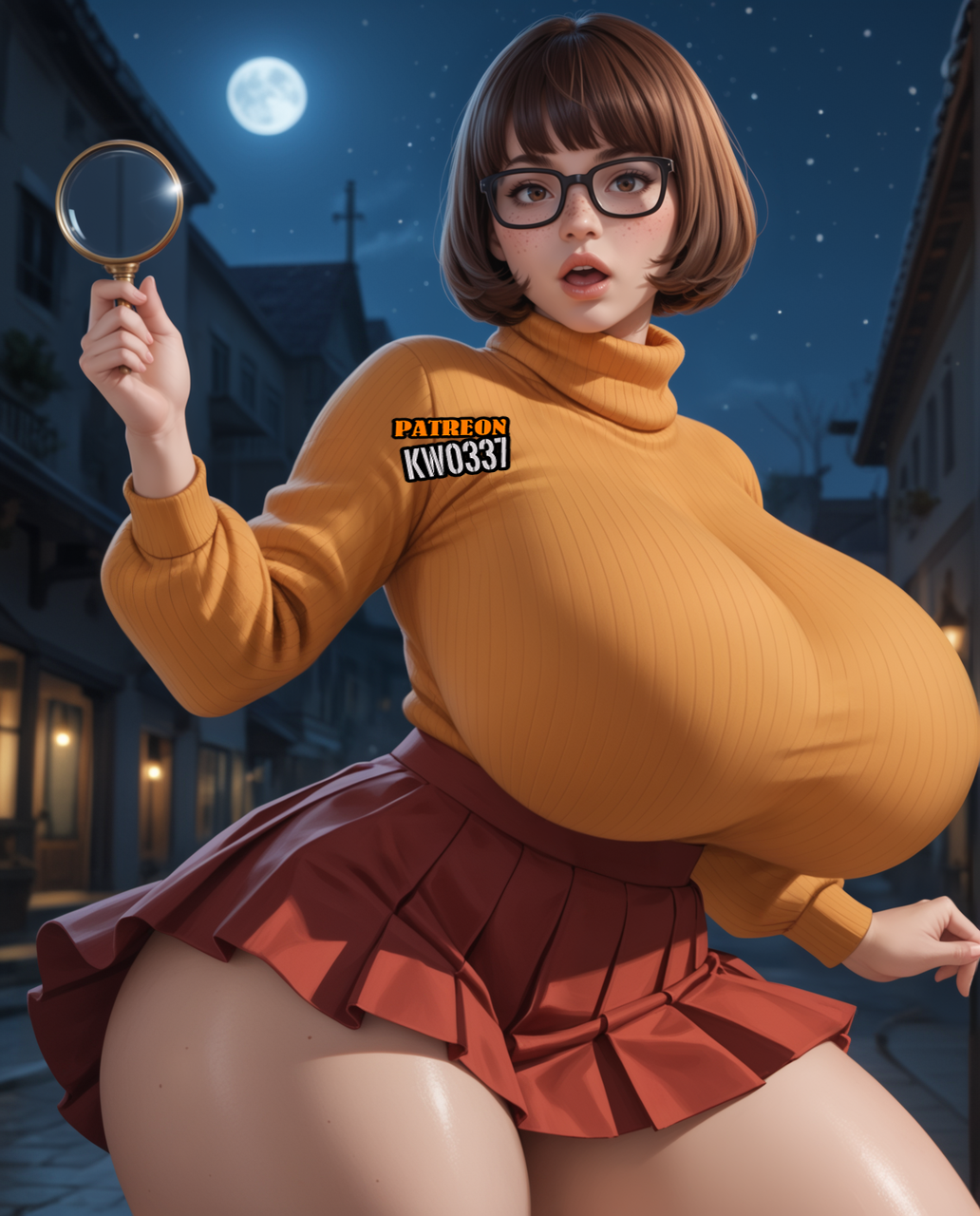 1female 1girls ai_generated big_breasts female_only kw0337 scooby-doo solo solo_female tagme velma_dinkley