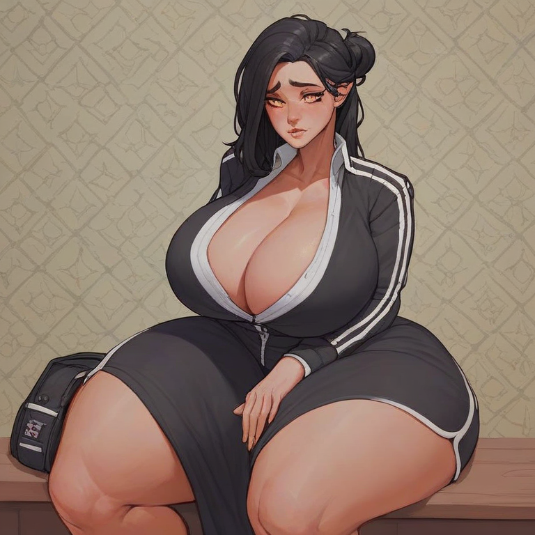 black_hair curvaceous female huge_breasts human hyper_ass yellow_eyes