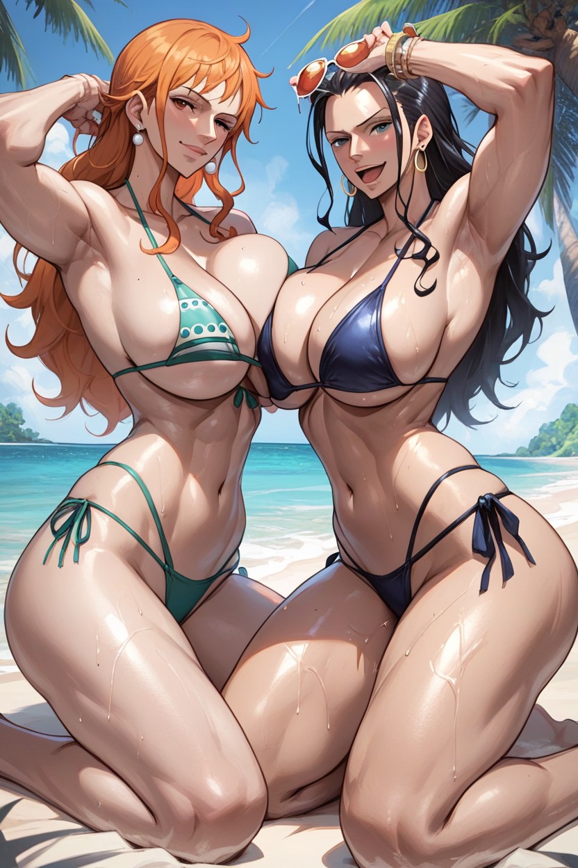 ai_generated bikini clothing female female_only nami_(one_piece) nico_robin one_piece ray555