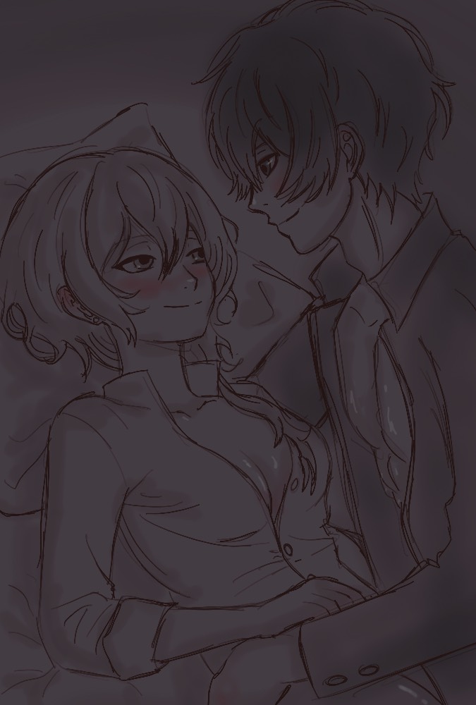 bsd bungo_stray_dogs bungou_stray_dogs chuuya_nakahara dazai_osamu genderswap_(mtf) love lying_on_bed rule_63 stupid toukahemo