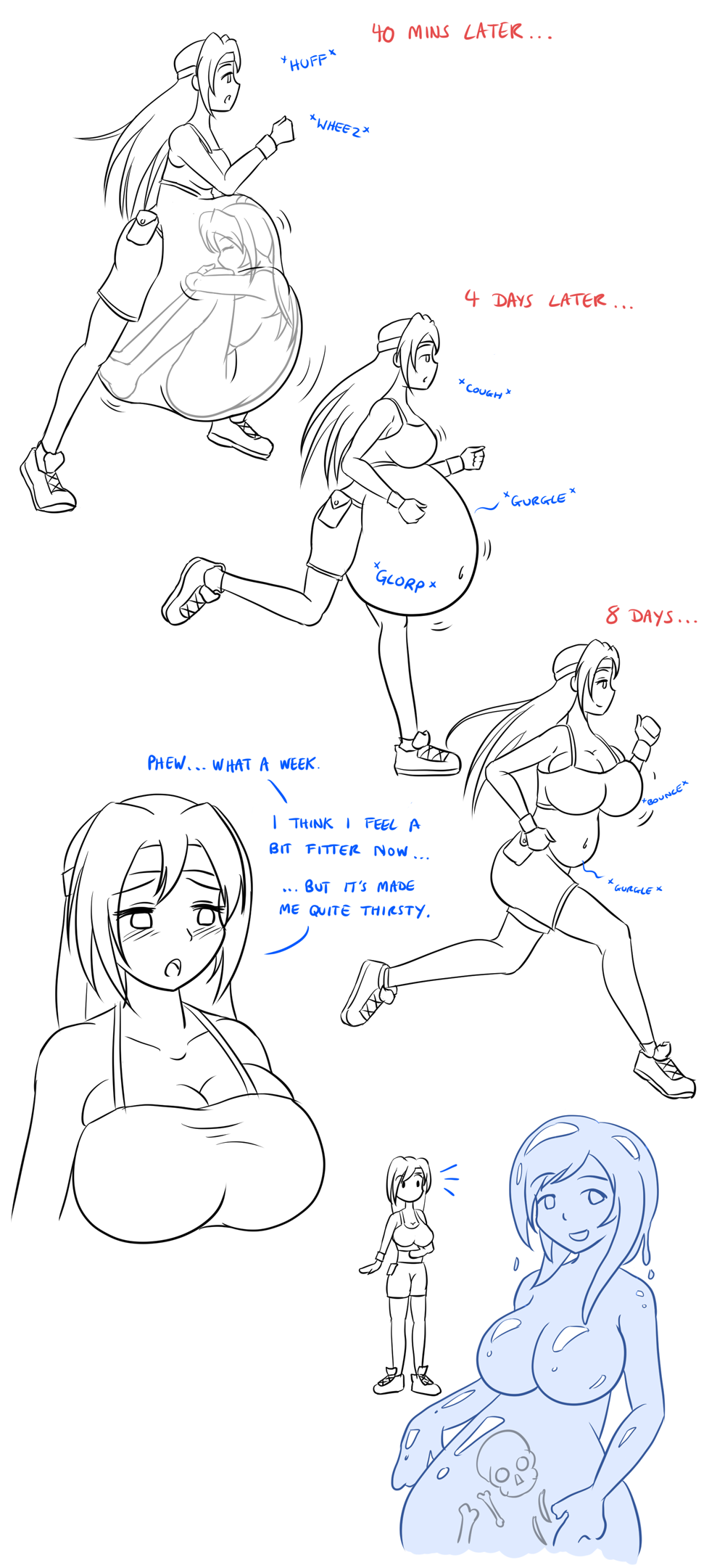 digestion jogging large_breasts post_vore post_vore_weight_gain skylark slime_girl vore