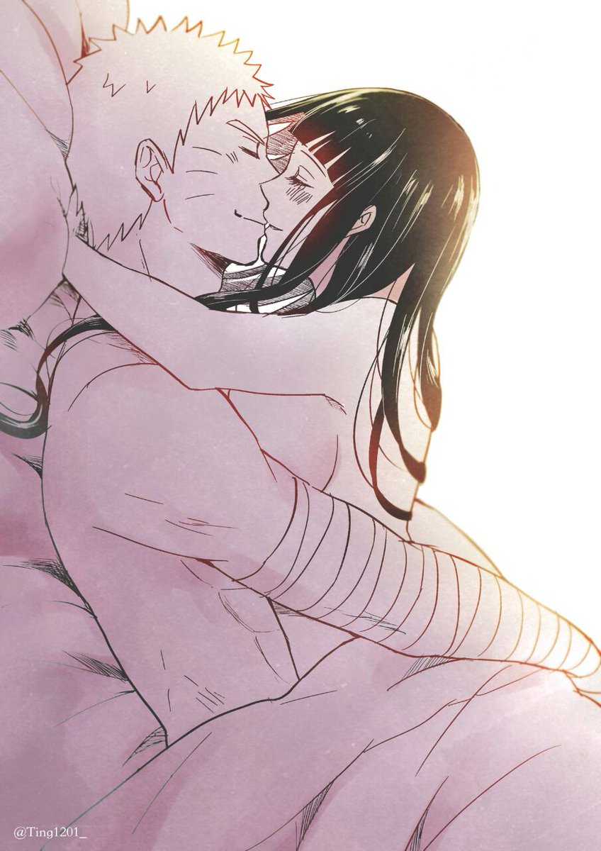 1boy, 1girls, after sex, blonde hair, blush, breasts, canon couple, closed eyes, couch, duo, female, holding, hugging, hyuuga hinata, hyuuga hinata (naruto: the last), long hair, lying, lying on person, male, male/female, monochrome, naked, naruto, naruto (series), naruto: the last, on top, shirtless, short hair, side view, smile, spiky hair, straddling, ting1201, topless, uzumaki naruto, wholesome