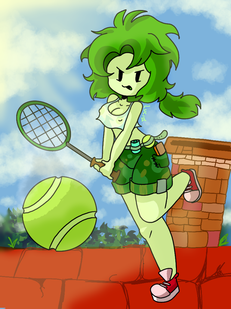 1girls cute female_focus female_only girl luci_star palm_tree plant_girl plants_vs_zombies pvz solo_female tenis_outfit