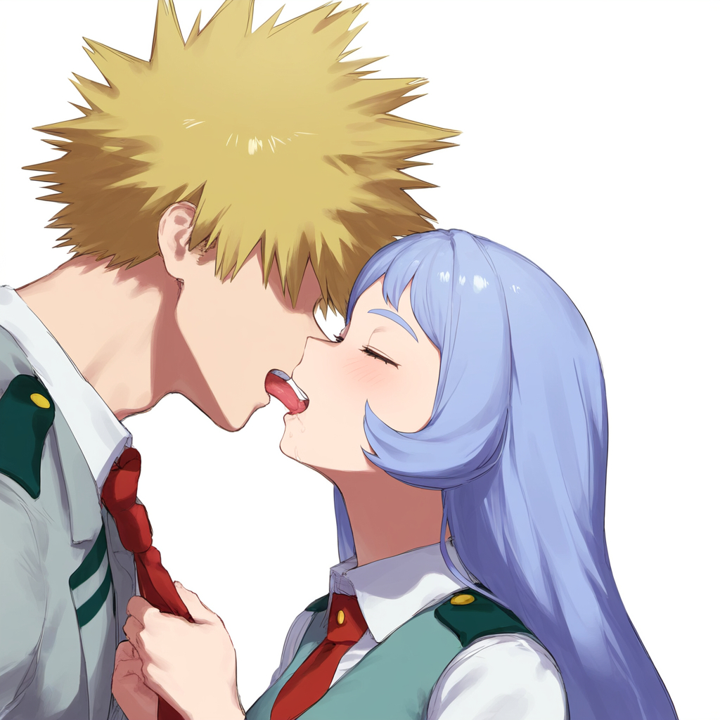 1boy 1boy1girl 1girl1boy 1girls ai_generated artist_name artist_request blonde_hair blonde_hair blonde_hair_male blonde_male blue_eyes blue_hair blue_hair_female dominant_male female french_kiss katsuki_bakugou kissing kissing muscular muscular_male my_hero_academia nejire_hado red_eyes romantic romantic_ambiance romantic_couple submissive_female tongue tongue_out u.a._school_uniform