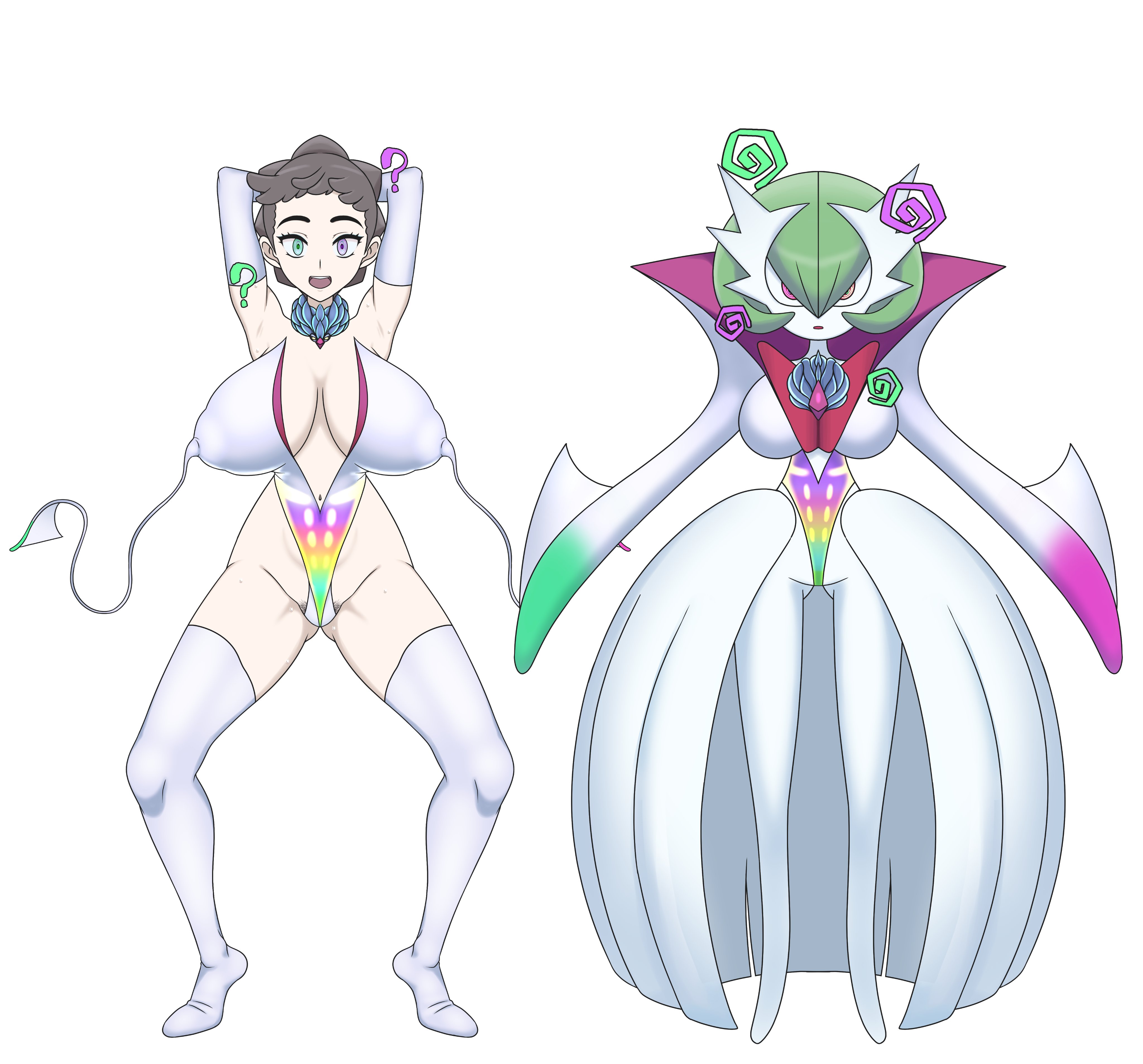 alternate breast size, armpits, arms above head, big breasts, black hair, breasts, calamanero, calamanero (cosplay), carne (pokemon), collar, confused, corruption, diantha, diantha (pokemon), dress, expressionless, female, female only, femsub, game freak, gardevoir, gloves, green eyes, happy trance, heterochromia, huge breasts, hypnosis, large breasts, leotard, malamar, malamar (cosplay), mega calamanero, mega calamanero (cosplay), mega gardevoir, mega malamar, mega malamar (cosplay), mega sirnight, multicolored eyes, nintendo, open mouth, pokemon, pokemon (species), pokemon xy, pubic hair, purple eyes, short hair, sihkygmojsn, sirnight, smile, squatting, sweat, sweating, swimsuit, tentacle, thighhighs, transformation