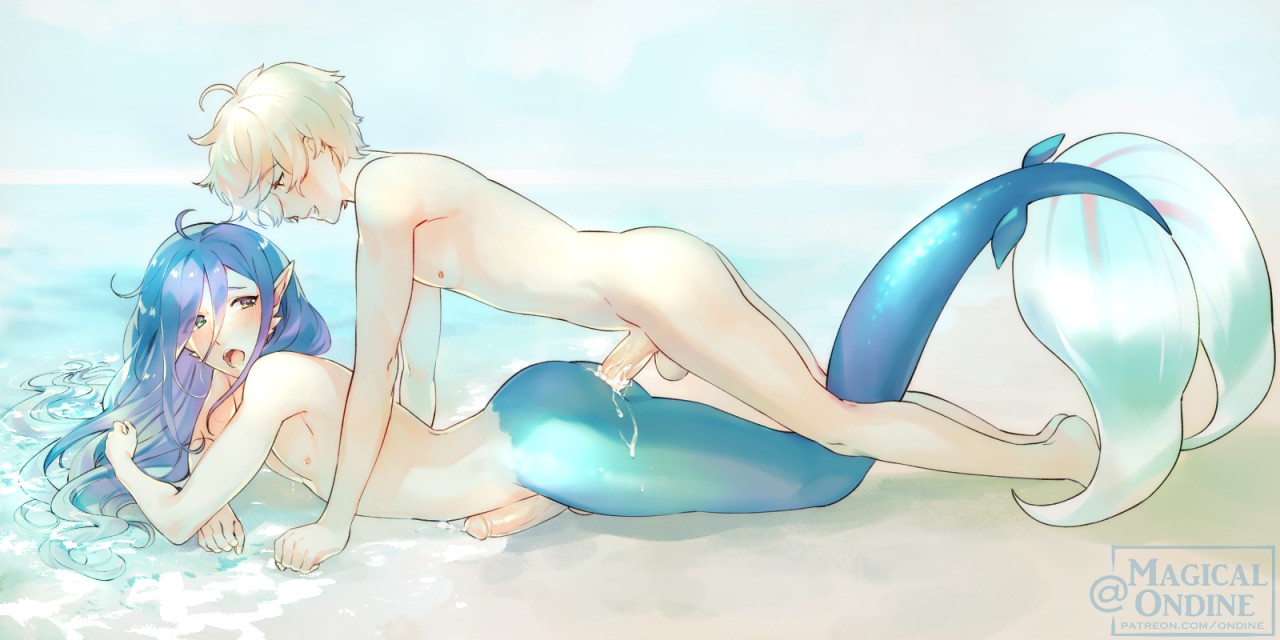 2boys, balls, erection, femboy, girly, magical ondine, male, male only, merfolk, merman, monster boy, nude, penis, sex, testicles, trap, yaoi