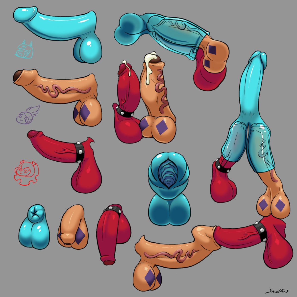 balls, cassandra veranos, cerebella, crossover, cum, dickgirl, disembodied penis, female, foreskin, futa with futa, futanari, intersex, panty & stocking with garterbelt, penis, robo-fortune, robot, robot girl, savalkas, scanty daemon, skullgirls, uncircumcised