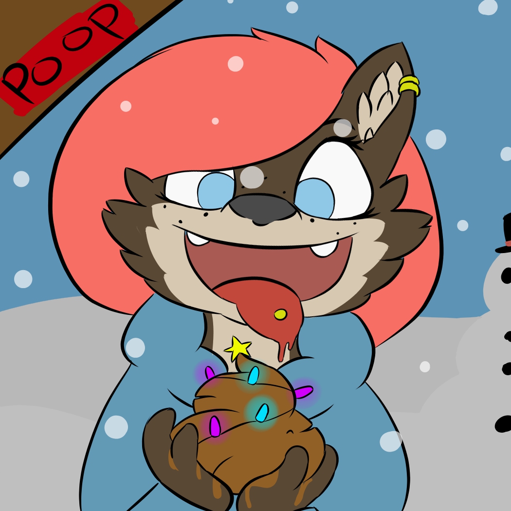 blue_eyes christmas feces furry holidays open_mouth scat snow snowman tongue tongue_out zabi_(zabish) zadirtybish