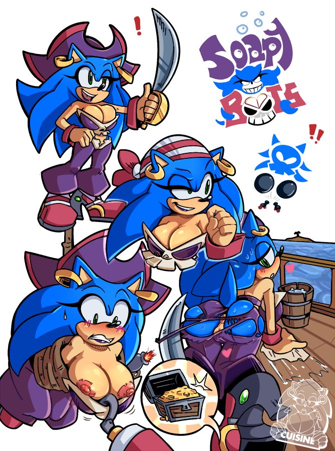 anus ass bound breasts cuisine female missphase nipples on_all_fours pirate pussy rule_63 sonic_(series) sonic_the_hedgehog sonique_the_hedgehog sweat torn_clothes