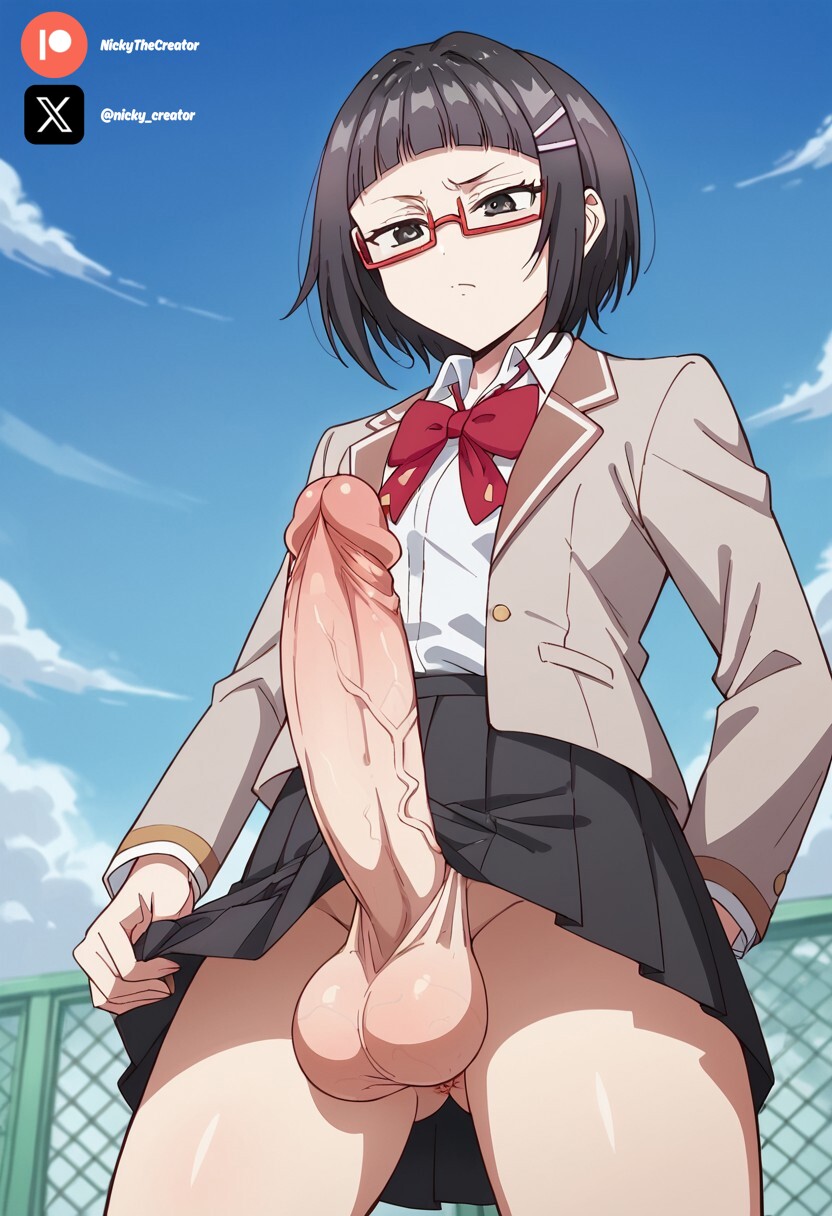 1futa ai_generated black_hair breasts brown_eyes cock colored dick futa_only futanari futanari futanari/female light_skin light_skinned_futanari nickythecreator penis roshidere sayaka_taniyama sexy sexy_body sexy_pose taniyama_sayaka testicles veiny_penis