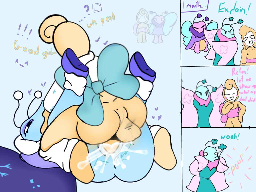 big ass, big breasts, big penis, blue body, blue fur, butterfly, butterfly wings, cum, cum inside, cum inside pussy, cum inside vagina, cumming, cumming in pussy, cumming together, dandy's world, egg, female anthro, female penetrated, femboy, femboy focus, femboy on female, flutter (dandy's world), flyte (dandy's world), frosty fluff flutter, glisten (dandy's world), impregnation, mating press, sex, sexy pose, smile, sparkling snow glisten, thatsexyrat