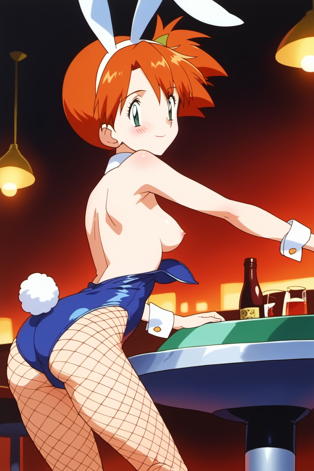 ai_generated bunny_girl casino fishnets kasumi_(pokemon) pokemon tiny_breasts