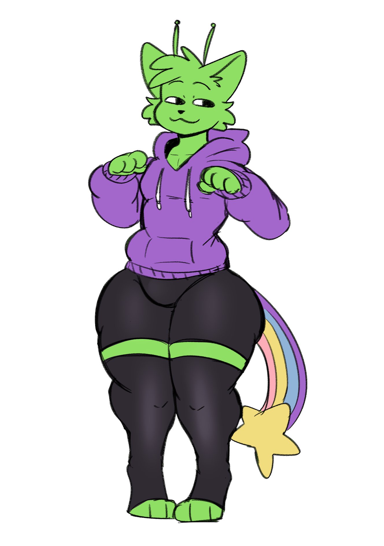 :3 alien antennae antennae_(anatomy) big_ass catboy fat_ass feline feline femboy furry furry_only gnarpy green_hair green_skin hair male male_only paws sour2o thick_ass thick_hips thick_legs thick_thighs thighhighs thighs