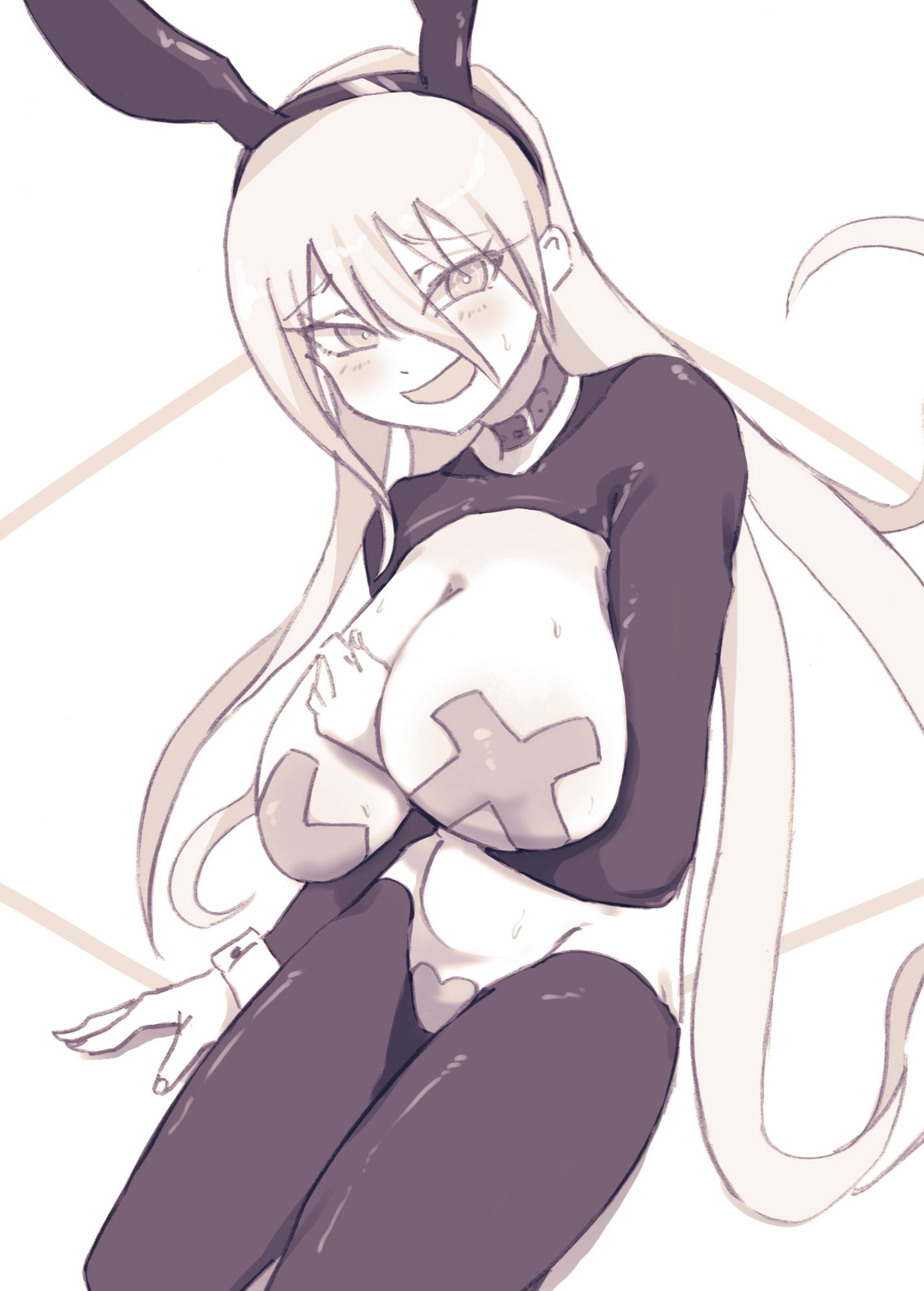 breasts, busty teenager, dadadaeki00, danganronpa, danganronpa (series), danganronpa v3, female, huge breasts, iruma miu, nipple pasties, pussy, pussy pasty, reverse bunnysuit, tagme, teenage female, teenager