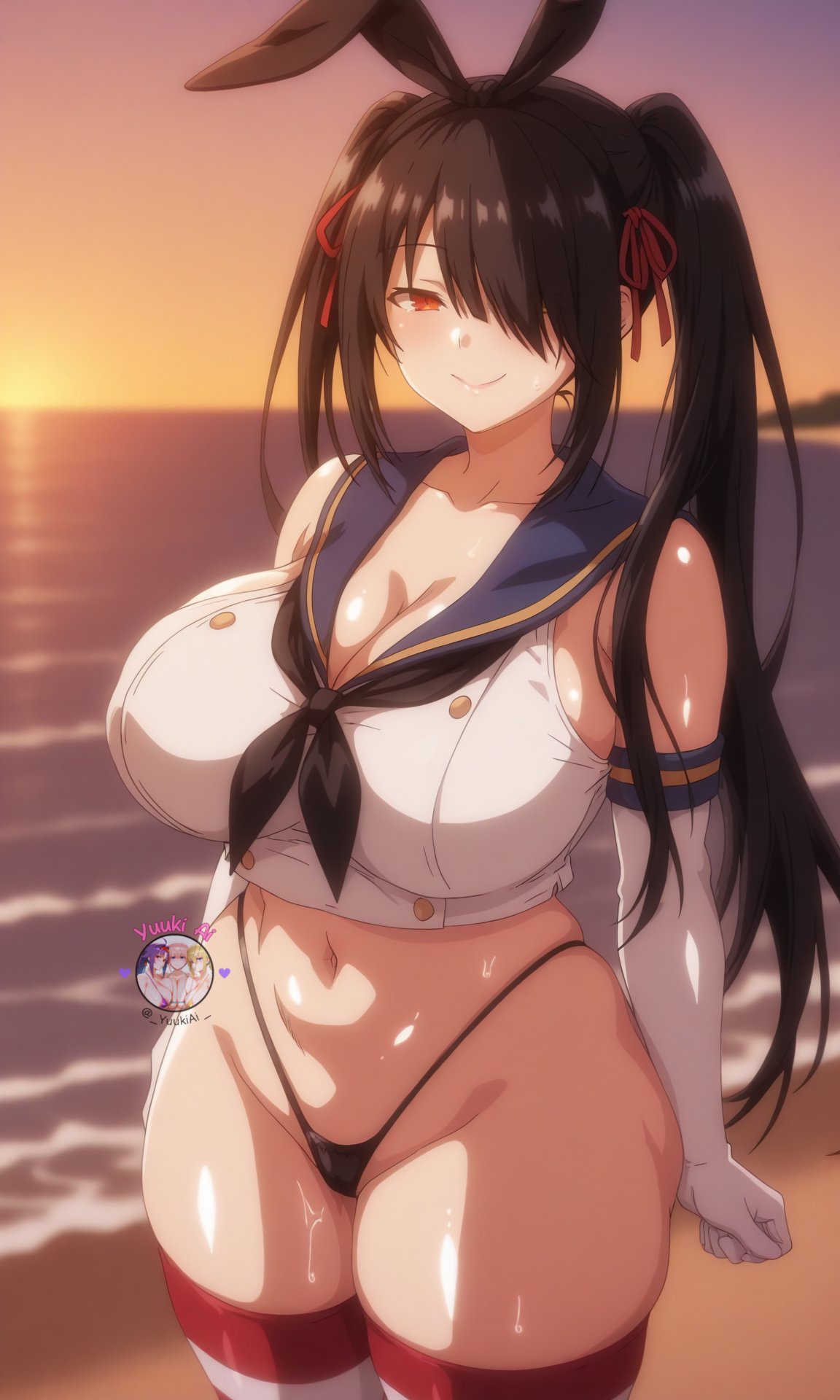 1girls, ai generated, ass, breasts, classroom, date a live, female, female focus, female only, jpg, large breasts, light skin, light-skinned female, looking at viewer, shiny skin, solo, tagme, thick thighs, thighhighs, thighs, tokisaki kurumi, twitter link, wet, wide hips, yuukiai