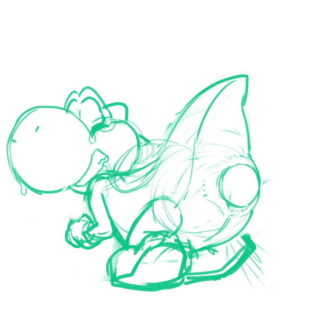 1other ambiguous_gender cotora_omiduki egg egg_laying full_body mario_(series) monochrome nintendo post_vore scalie simple_background sketch standing tail transformation transformation_(object) vore yoshi