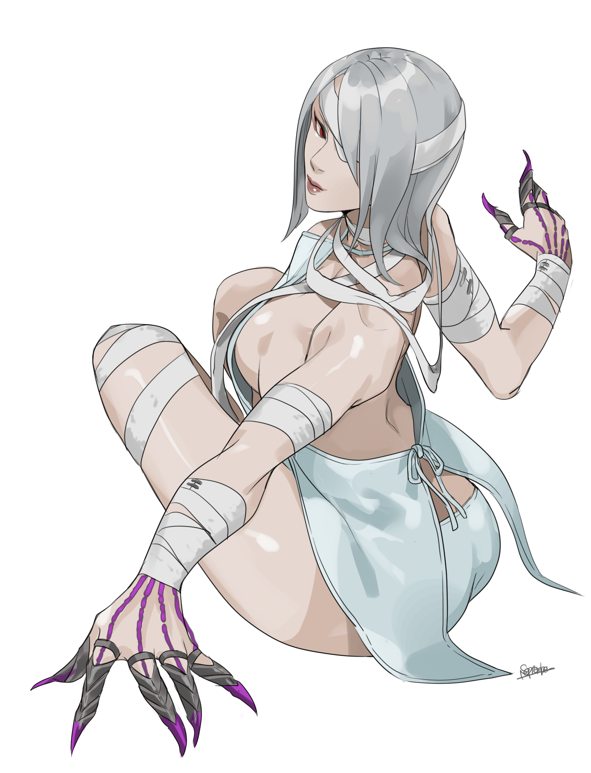 2d, a.k.i., alternate hairstyle, breasts, capcom, female, female focus, female only, light skin, light-skinned female, pale skin, pale-skinned female, sep rina, sideboob, street fighter, street fighter 6, tagme