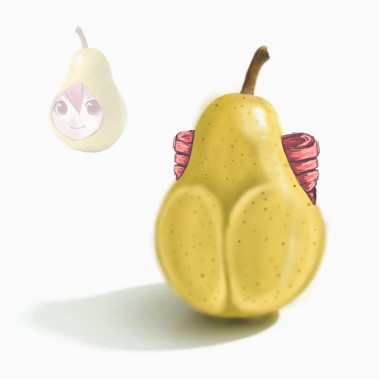 ass, ass focus, female, food, fruit, funny, kasane teto, kasane teto (sv), mungauba, oourgourgh im fucking cumming, pear, pear-shaped figure, pearto, pink hair, teto pear, utau, what, white background