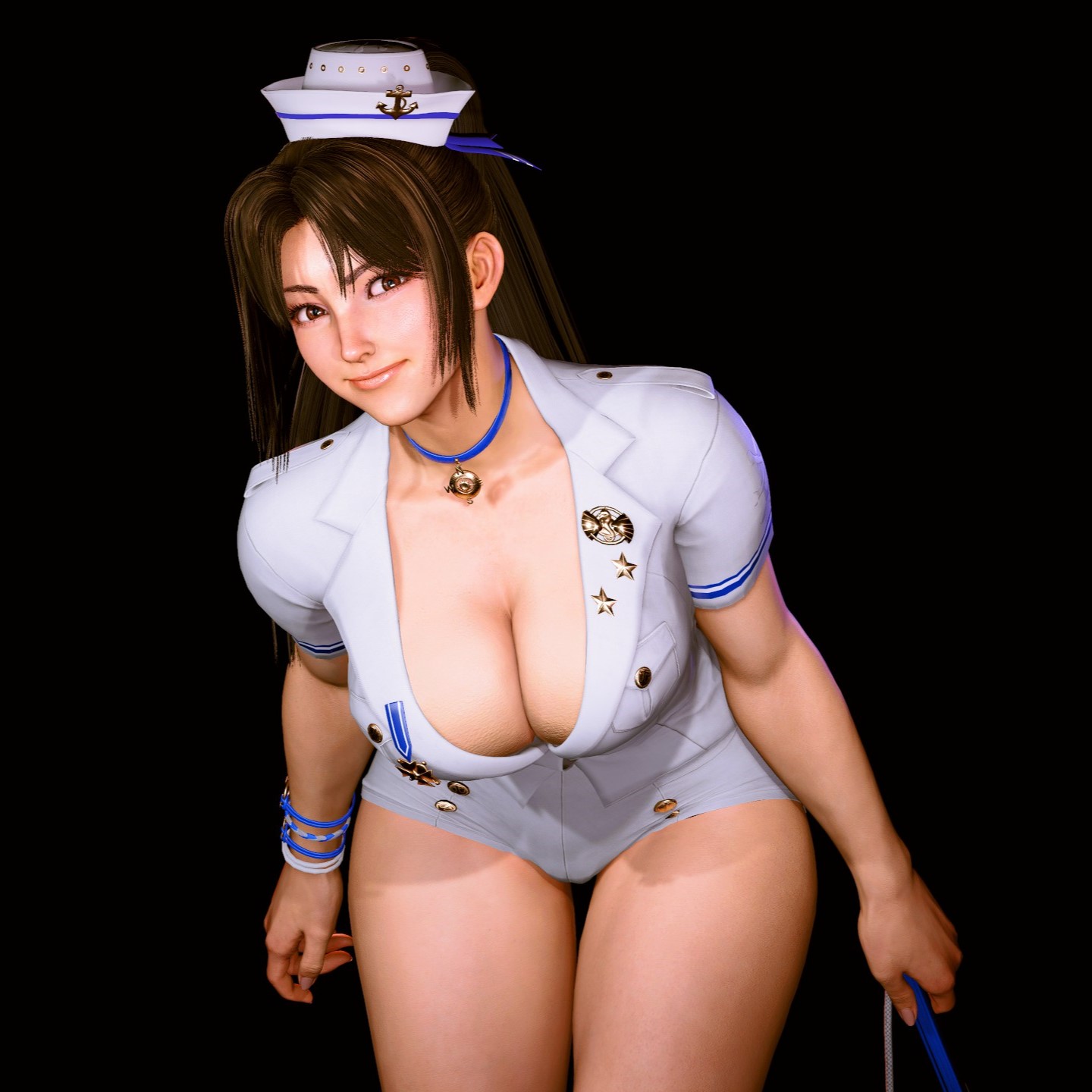 3d, breasts, busty, capcom, cleavage, fatal fury, female, female focus, female only, hat, hourglass figure, itsb00, mai shiranui, mai shiranui (street fighter 6), mod, pinup, pinup pose, snk, street fighter, street fighter 6, tagme, uniform, wide hips
