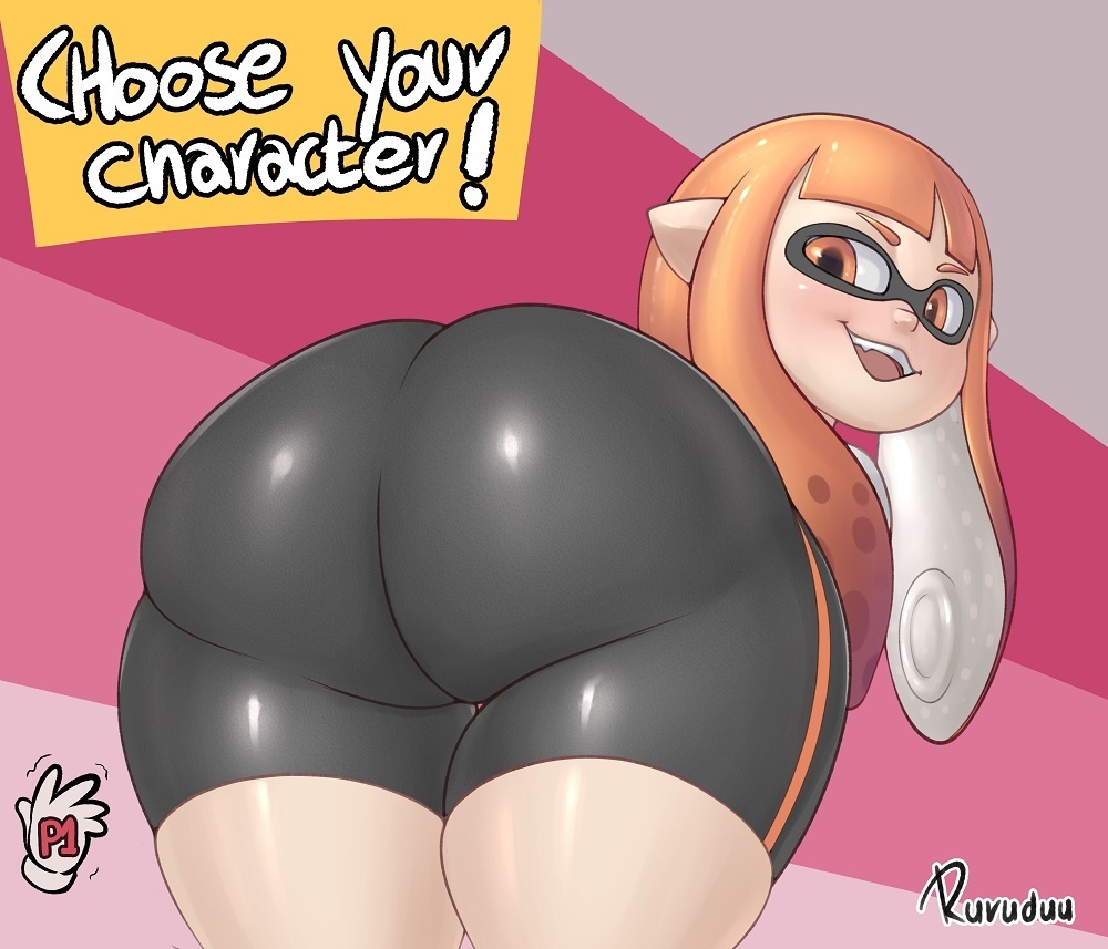 1girls, ass, ass bigger than head, ass focus, back view, big ass, big butt, big thighs, blush, blushing, butt, female, glove, inkling, inkling girl, kaori (splatoon), looking at viewer, looking back, looking back at viewer, nintendo, orange eyes, orange hair, ruruduu, smash bros, solo, solo female, solo focus, splatoon, splatoon (series), super smash bros., super smash bros. ultimate, tagme, thick, thick ass, thick hips, thick legs, thick thighs, thighs