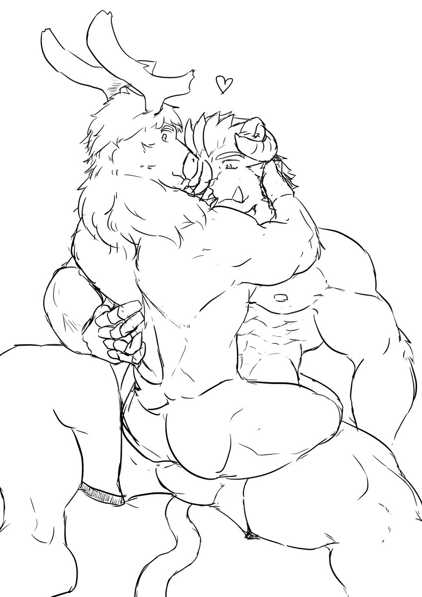 2boys abs anthro asiahao520 ass back_muscles cervine clothing cuddling duo erection furry furry_only gay heart horn krampus_(tokyo_afterschool_summoners) male male/male male_only mammal muscular muscular_male nipples no_humans nude pecs reindeer tenting tokyo_afterschool_summoners tusks underwear video_games yaoi yule_(tokyo_afterschool_summoners)