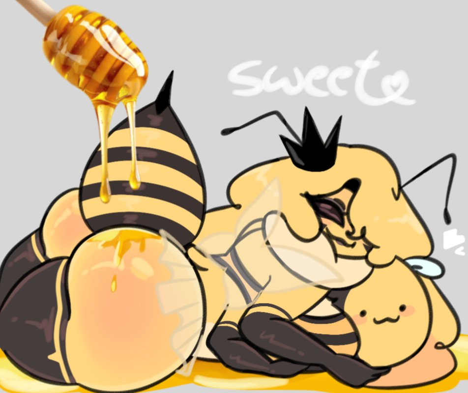 ass, bee, bee girl, breasts, female, female only, highs, honey on ass, oc, original character, tagme, thigh, thighs, zamzipperart