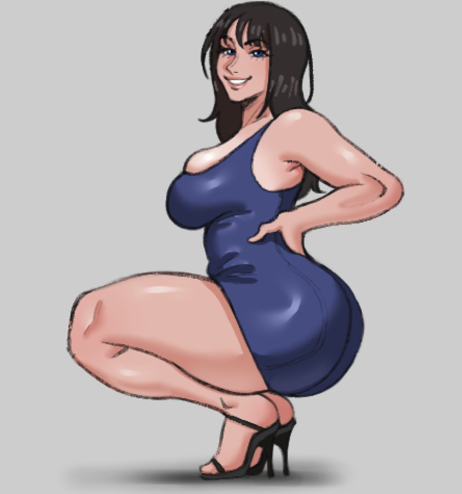 1girls, about to burst, ass, ass focus, barely contained, barely contained ass, barely contained breasts, barely fits, big ass, big breasts, black hair, blue eyes, breasts, breasts too big, bursting breasts, bursting butt, curvy female, dress, female, female focus, female only, fspc, high heels, huge ass, huge breasts, imminent wardrobe malfunction, long hair, looking at viewer, nico robin, one piece, slightly chubby, slightly chubby female, solo, solo female, solo focus, squatting, thick, thick ass, thick thighs, tight clothes, tight clothing, tight dress, tight fit, too tight, undersized clothes, undersized clothing, wide hipped female, wide hips