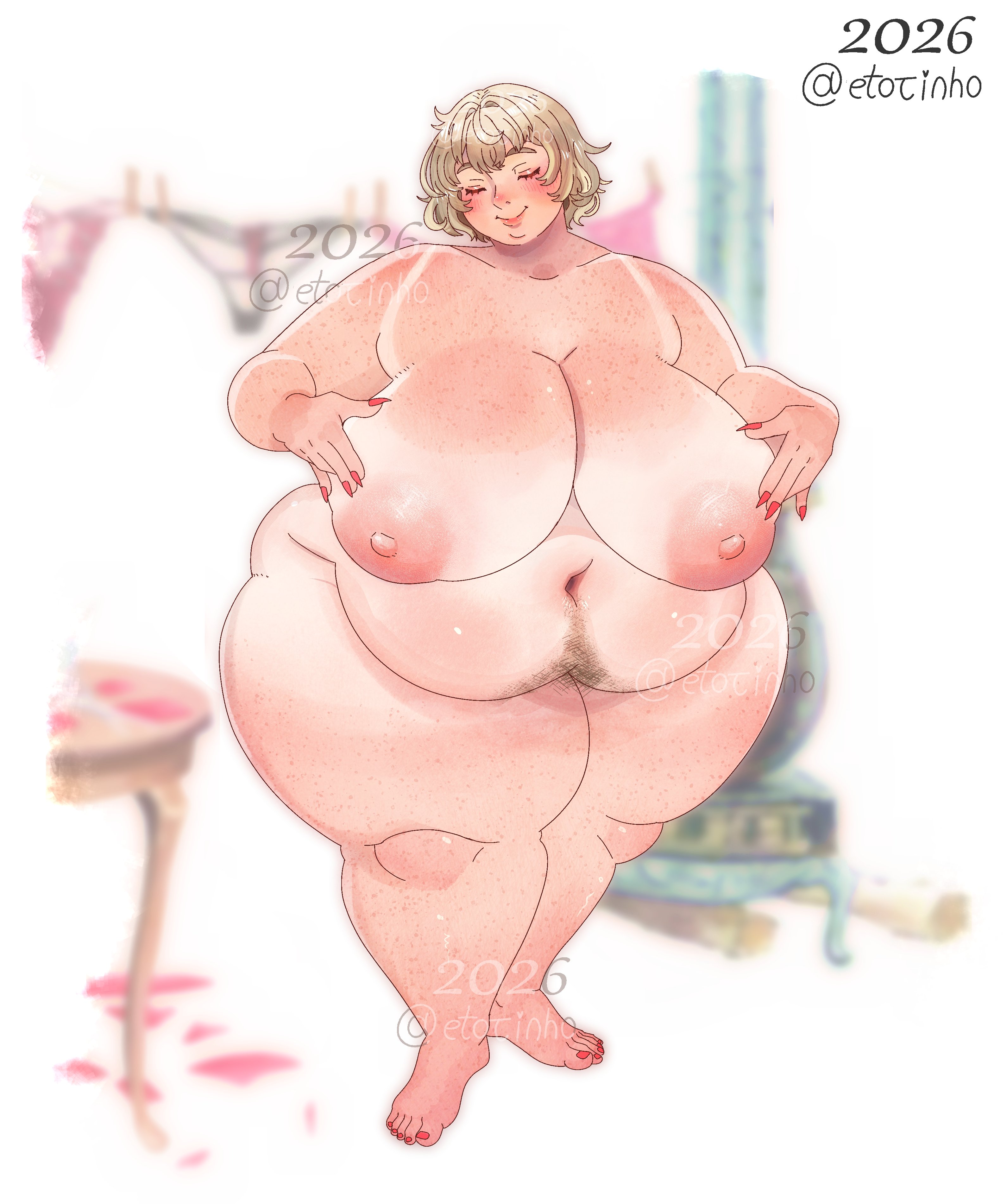 bbw, dungeon meshi, etojinho, falin touden, freckles, obese female, overweight, overweight female, ssbbw, sunburn