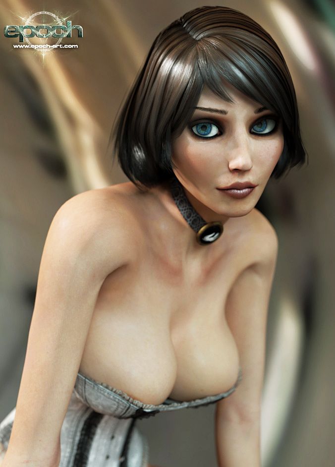 3d big_breasts bioshock bioshock_infinite blue_eyes breasts brown_hair bursting_breasts busty choker cleavage corset elizabeth_comstock epoch-art female female_focus female_only overflowing_breasts short_hair tagme