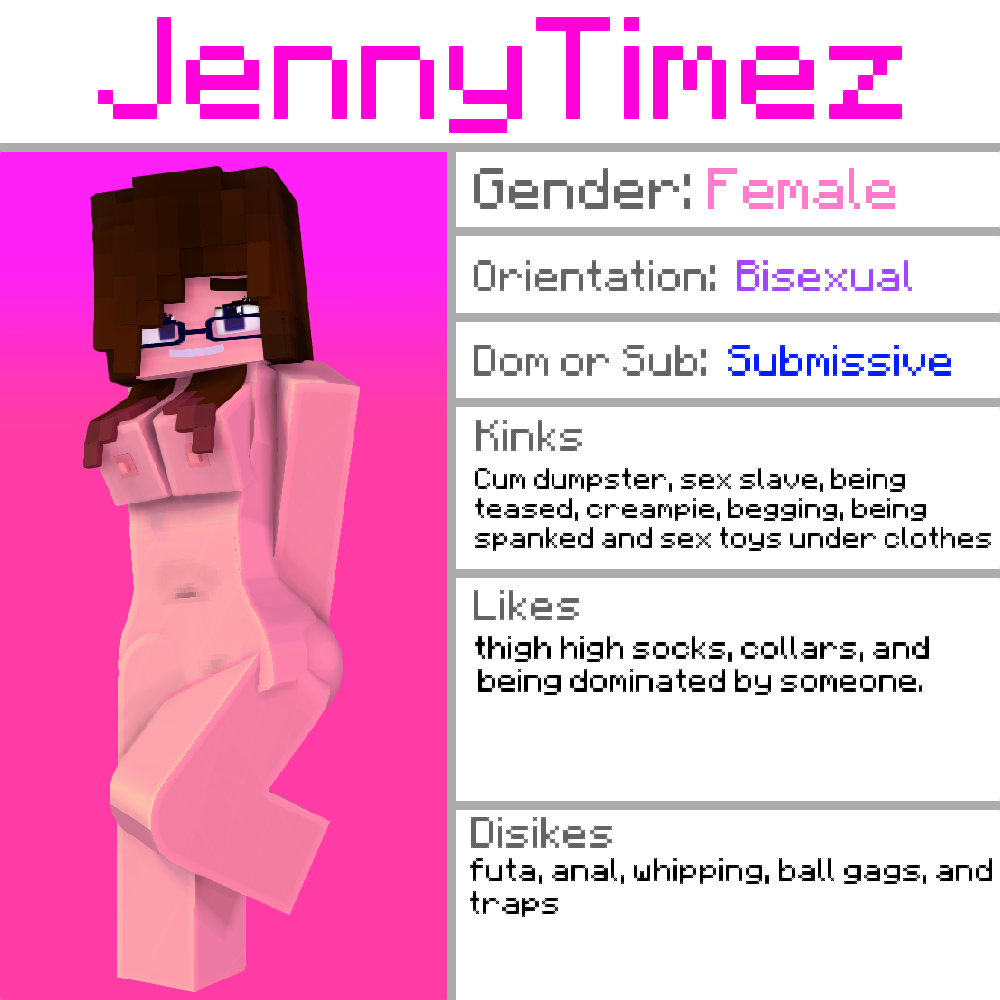 3d bisexual_(female) brown_hair character cubic_breasts female glasses human iamcringe jenny_timez minecraft model nude profile purple_eyes solo