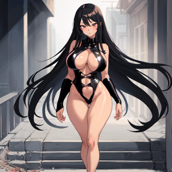 ai_generated anime black_hair curvy_figure female girl