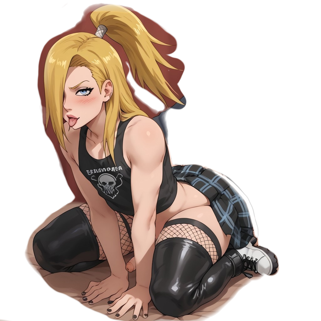 ai_generated anal big_ass blonde_hair blue_eyes crossdressing deidara english_text fat_ass femboy fishnets goth hair_over_one_eye legwear looking_at_viewer male_focus male_only naruto naruto_(series) naruto_shippuden piercing plaid_skirt prostitution sissy skirt small_penis smile thick_thighs tongue_out trap yaoi