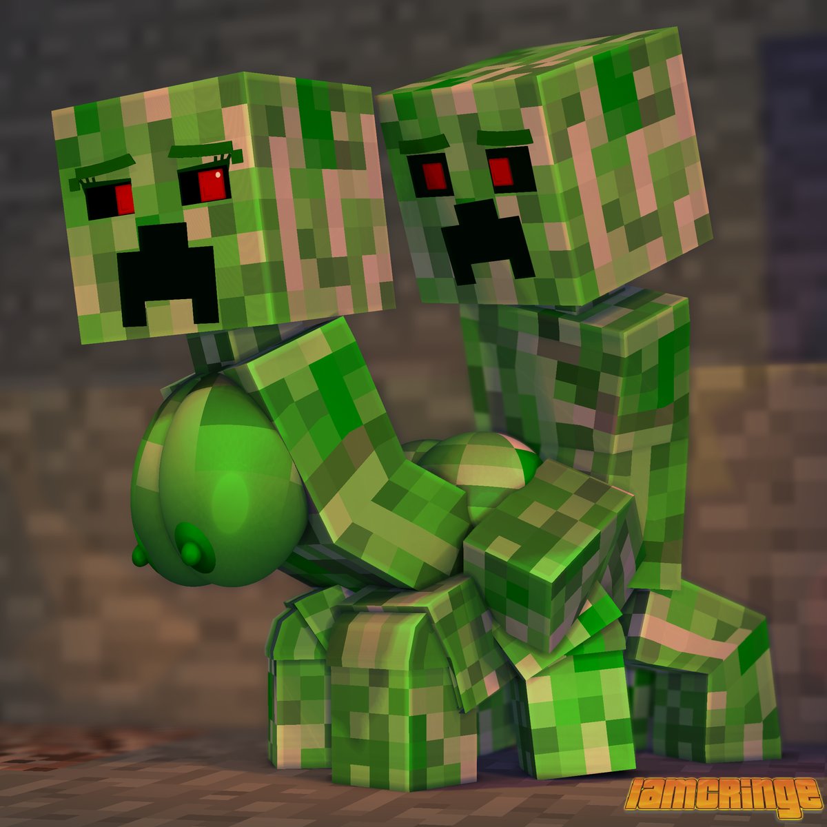 1boy 1girls 3d 4_legs breasts creeper_(minecraft) duo duo_focus female iamcringe male mine-imator minecraft monster multi_leg multi_limb same_species sex straight tagme