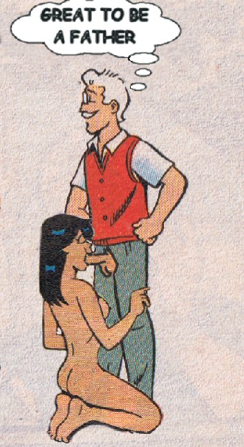 archie_comics ass black_hair father_and_daughter fellatio female hair hiram_lodge incest kneeling nude oral sideboob veronica_lodge