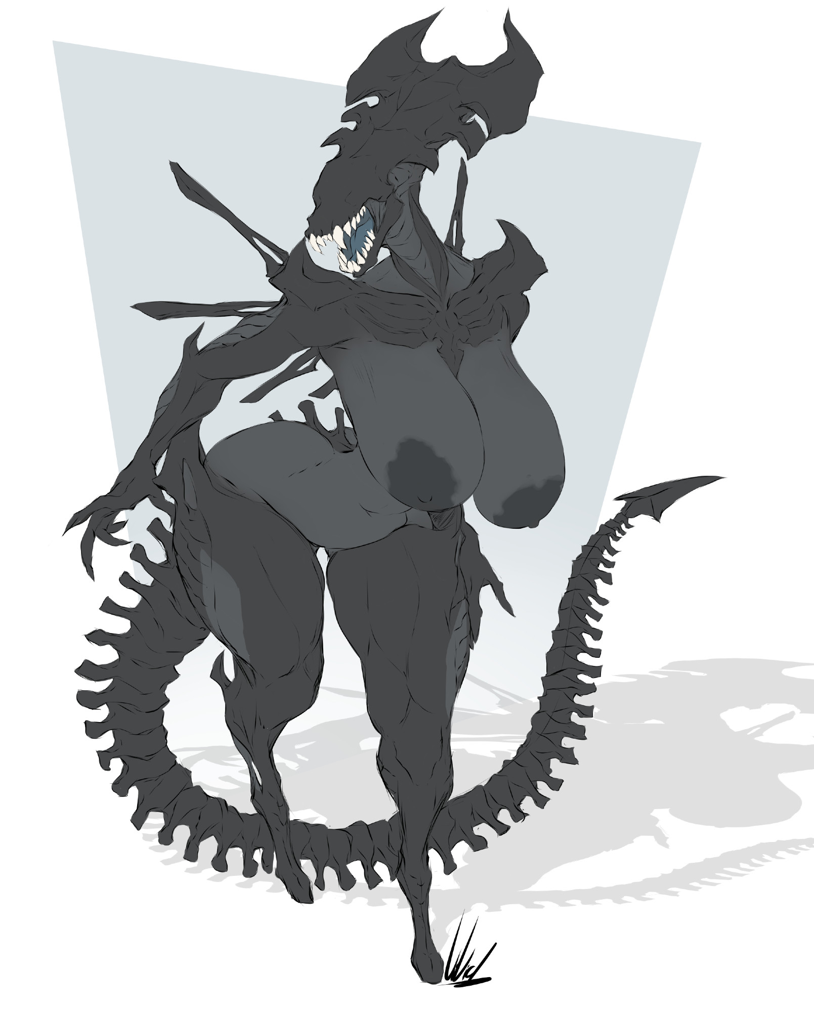 1girls, 2d, alien (franchise), big breasts, breasts, cleavage, dullvivid, exoskeleton, female, female only, female xenomorph, furry, huge breasts, nipples, solo, solo female, tagme, thick thighs, wide hips, xenomorph, xenomorph queen, xenomorph tail
