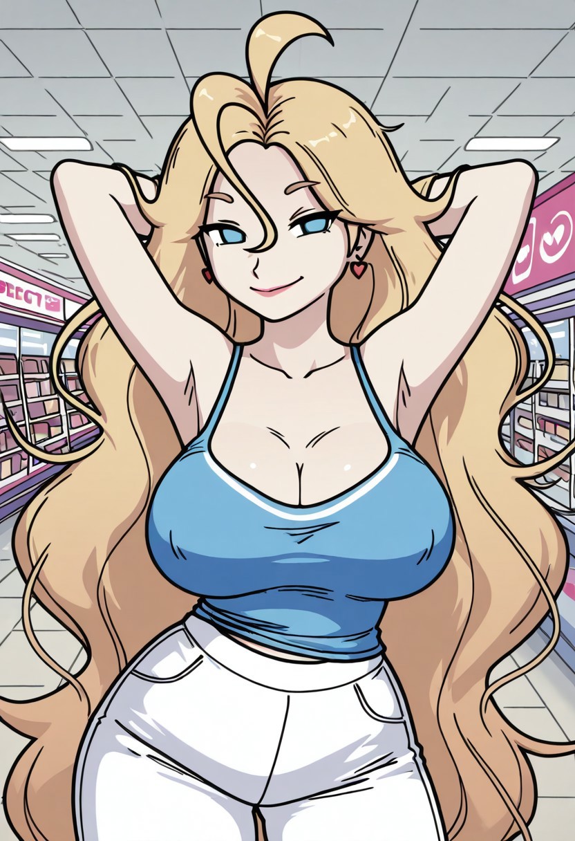 ai generated, blonde hair, blue eyes, breasts, derpixon, female, large breasts, perfect boobs, valentine (derpixon)